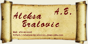 Aleksa Bralović vizit kartica